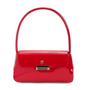 PRATESI Red Made In Italy Leather Baguette Shape Satchel
